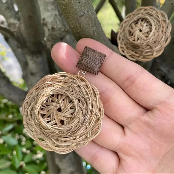Anthro Rattan Knit Bohemian Earrings - Picture 7 of 10